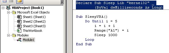 VBA Sleep Excel